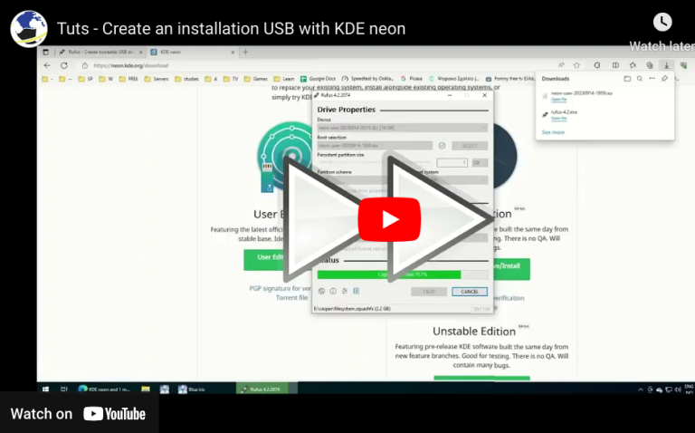 Create an installation USB with KDE neon
