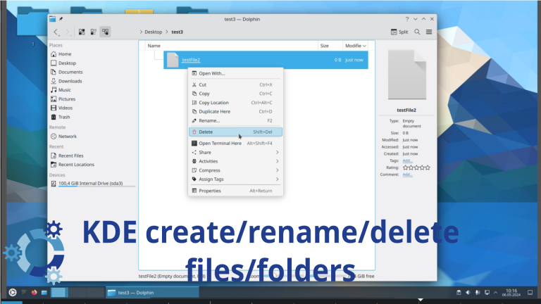 When I need to create/rename/delete files/folders in KDE