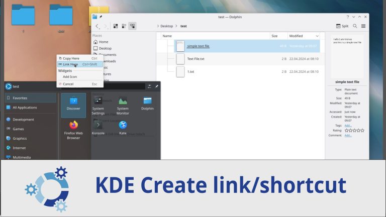 When I need to create a link/shortcut in KDE
