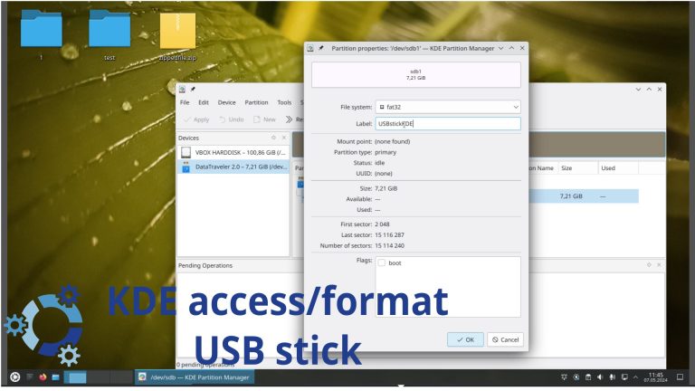 When I need to access/format a USB stick in KDE DE