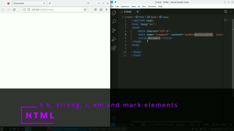 HTML – 5 b, strong, i, em, mark elements