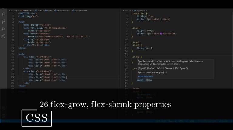 CSS 26 💻 flex-grow, flex-shrink properties