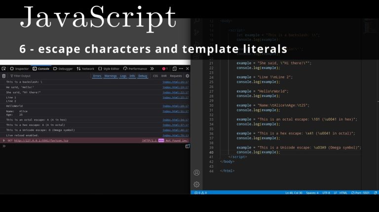 JavaScript 6 🧬 escape characters and template literals
