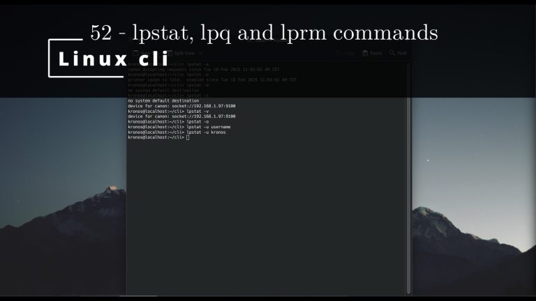 Linux CLI 52 🐧 lpstat, lpq and lprm commands