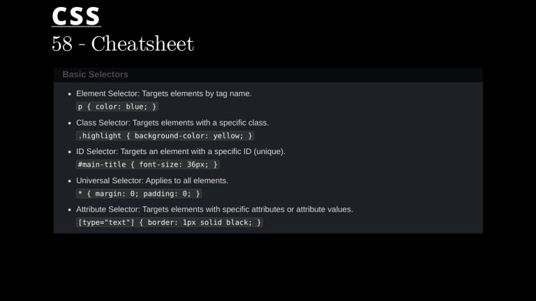 CSS 58 💻 Cheatsheet
