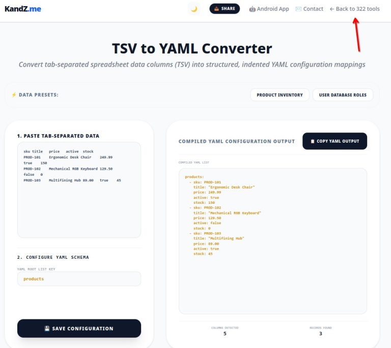 TSV to YAML Converter