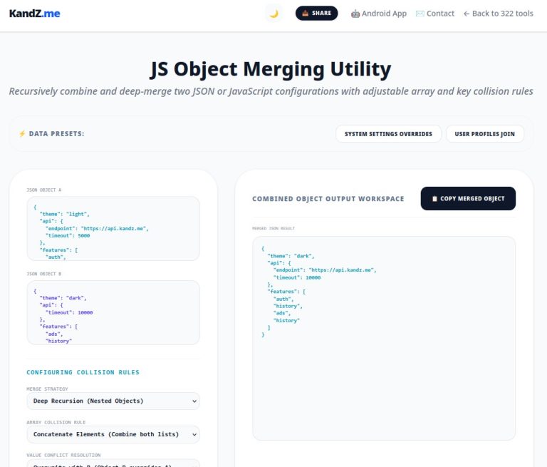 Free JS Object Merging Utility